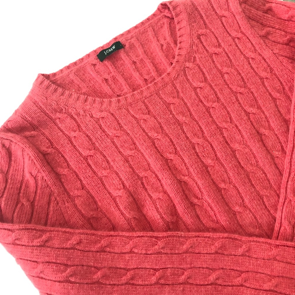 J Crew Pink Cable Crewneck Sweater
